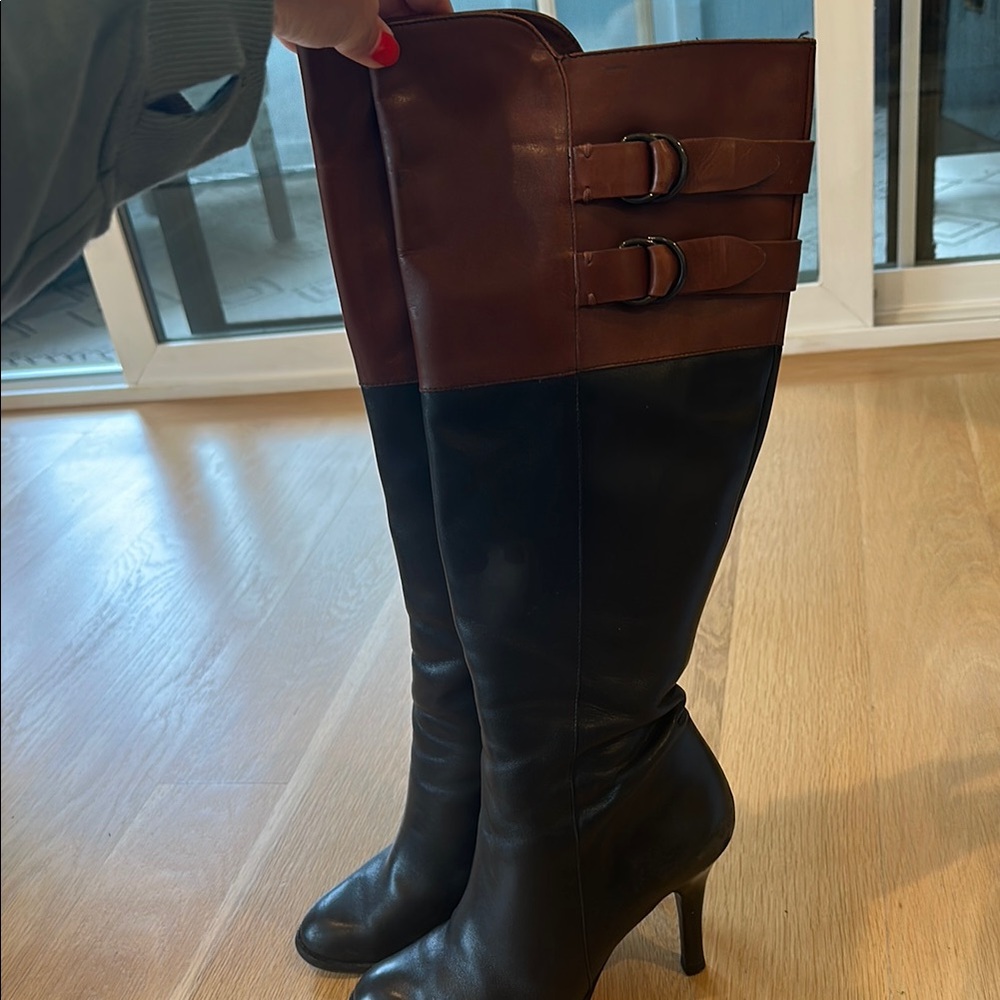 Cole Haan Black and Brown Over the Knee Boots